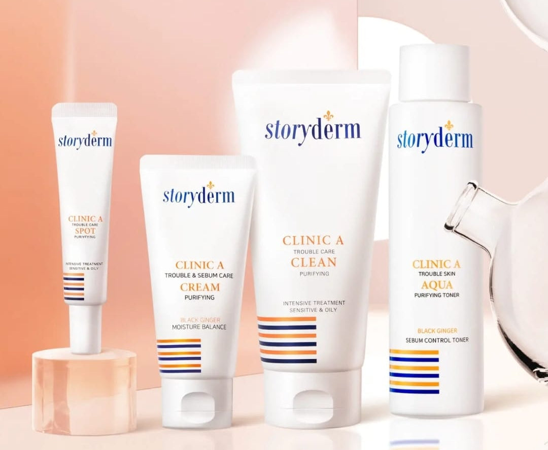 Storyderm Clinic A skincare products on a light background